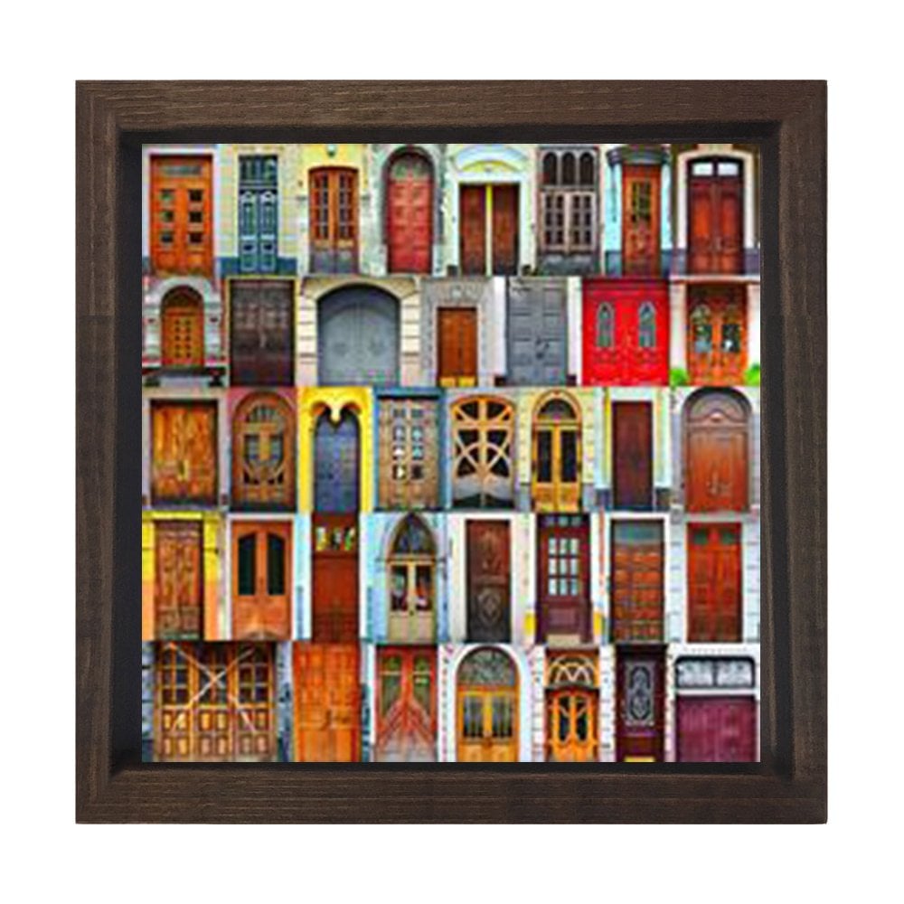Kapılar Tablosu Kahverengi Ahşap Çerçeve - 80x80