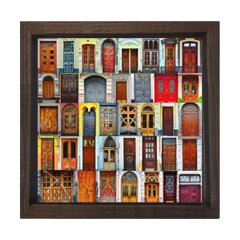 Kapılar Tablosu Kahverengi Ahşap Çerçeve - 80x80
