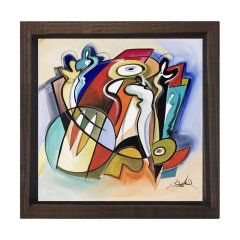 Soyut Tablo Tablosu Kahverengi Ahşap Çerçeve - 80x80