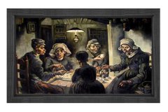 Patates Yiyicileri Tablosu Siyah Ahşap - 45x30