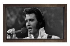 Elvis Presley Siyah Beyaz Tablosu Kahverengi Ahşap Çerçeve - 100x200