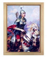 İlk Türk Kadın Savaşçı Tomris Hatun Naturel Ahşap Çerçeve - 100x200