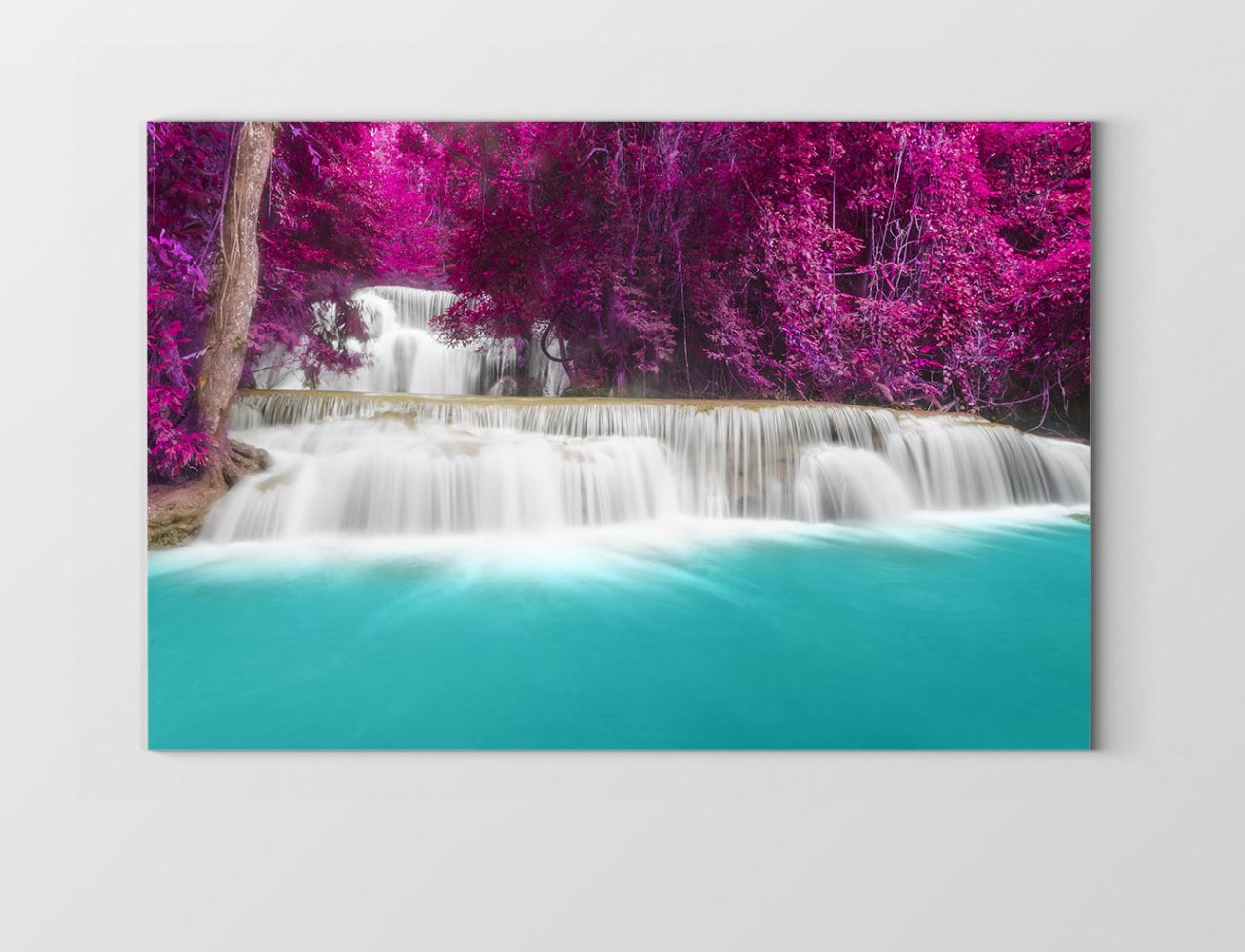 Mor Ağaçlar Ve Şelale Tablosu Çerçevesiz - 40x60