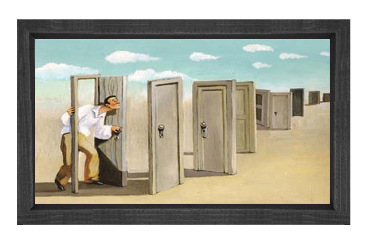 kapılar Tablosu Siyah Ahşap - 40x60