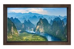 Dağlar ve Nehir Tablosu Kahverengi Ahşap - 50x90