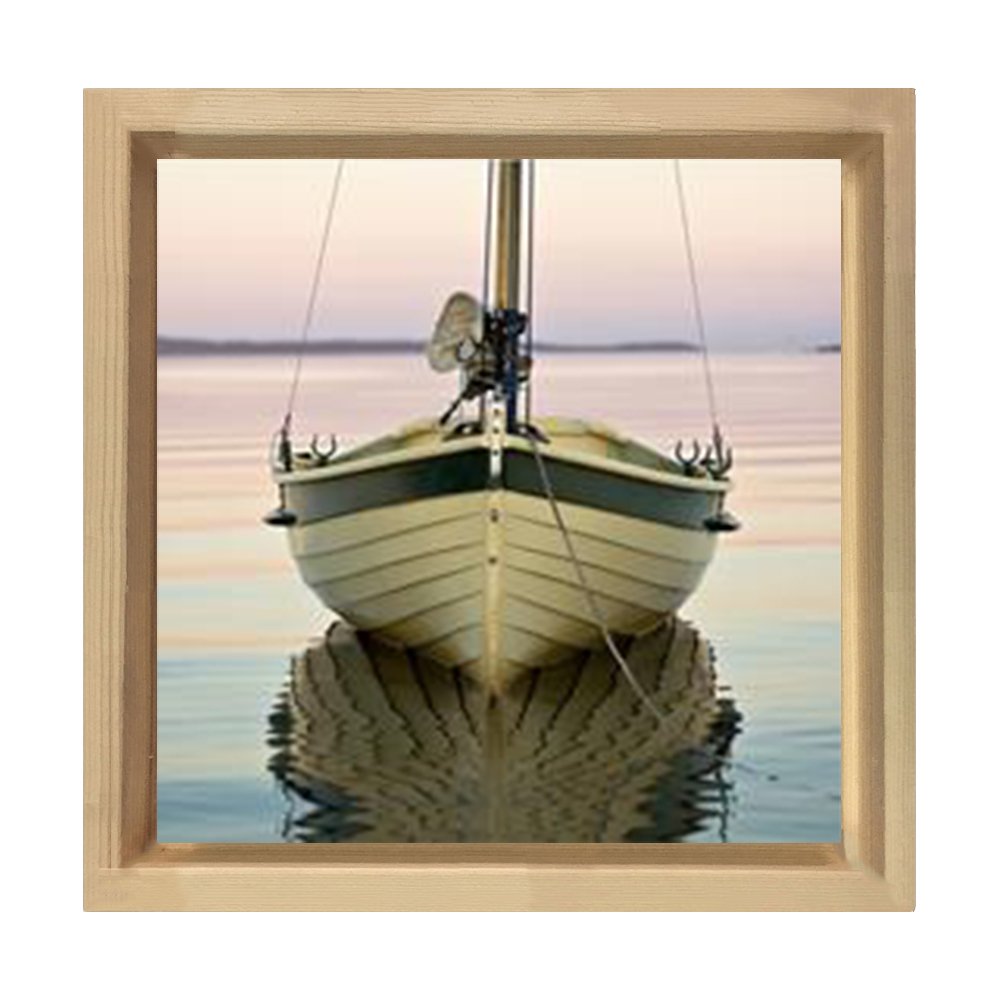 Kayık Tablosu Naturel Ahşap Çerçeve - 80x80