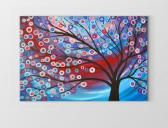 Soyut Boncuk Ağacı Tablosu Çerçevesiz - 100x150