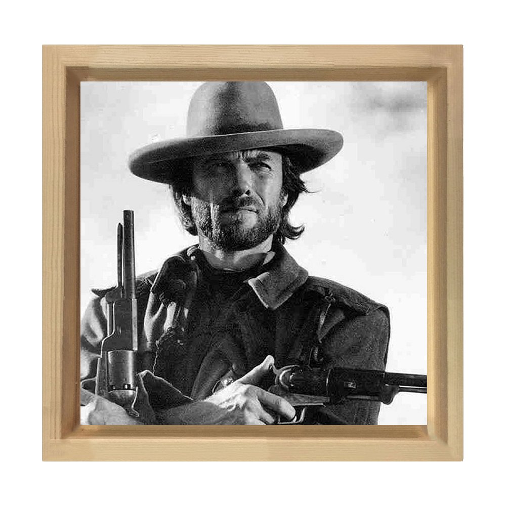 Clint Eastwood  Tablosu Naturel Ahşap Çerçeve - 90x90