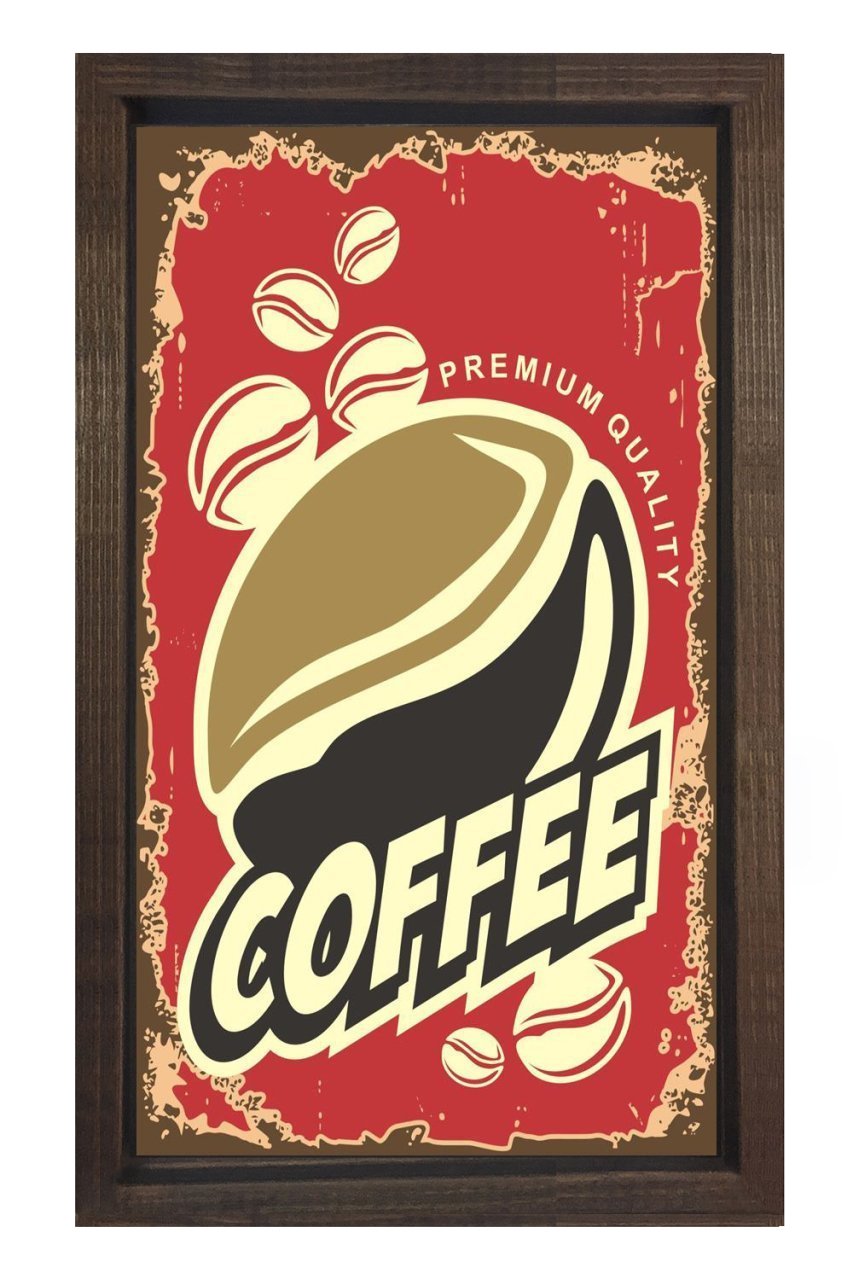 Coffee  Reklam Afiş Tablosu Kahverengi Ahşap - 40x60