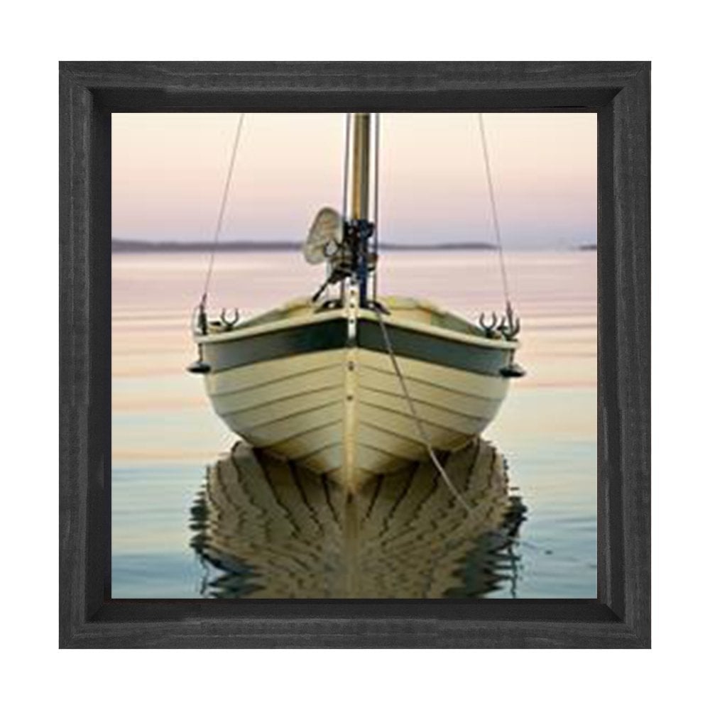 Kayık Tablosu Siyah Ahşap Çerçeve - 100x100