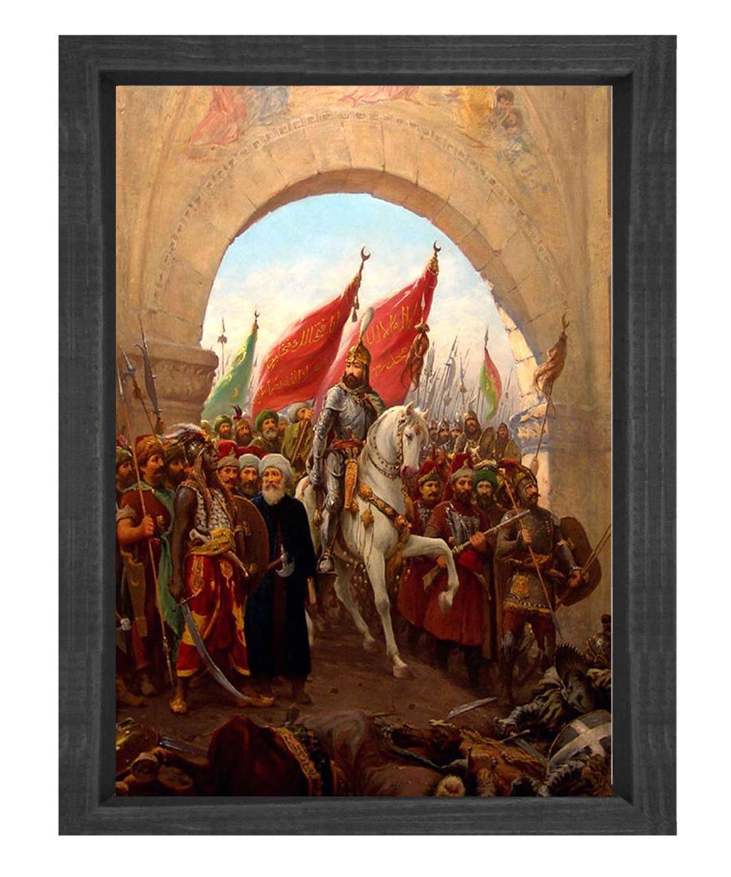 Fatih Sultan Mehmet Tablosu Siyah Ahşap Çerçeve - 100x150