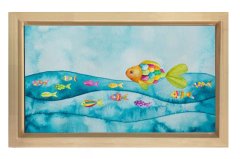 Renkli Balıklar Tablosu Naturel Ahşap Çerçeve - 100x200