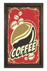 Coffee  Reklam Afiş Tablosu Kahverengi Ahşap - 50x70
