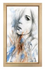 Kadın Yüzü Tablosu Naturel Ahşap - 45x30
