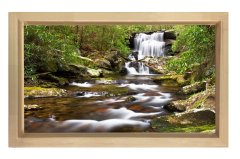 Orman Şelalesi Tablosu Naturel Ahşap Çerçeve - 100x200