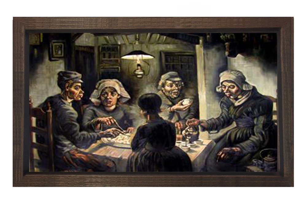 Patates Yiyicileri Tablosu Kahverengi Ahşap - 50x70