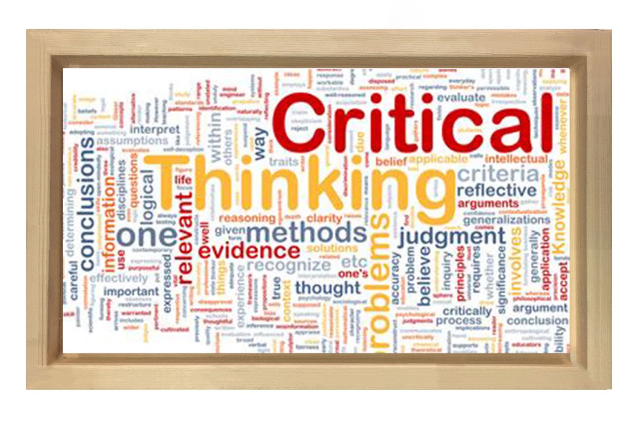 Critical Thinking =Kritik Düşün Tablosu Naturel Ahşap Çerçeve - 70x100