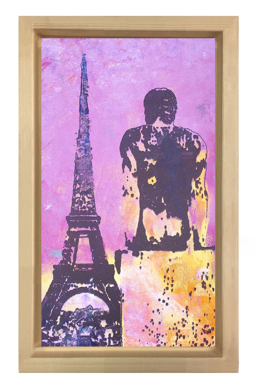 Eiffel Kulesi Vektörel Tablosu Naturel Ahşap Çerçeve - 70x100