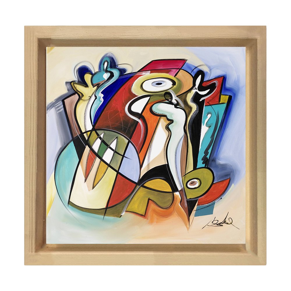 Soyut Tablo Tablosu Naturel Ahşap Çerçeve - 80x80