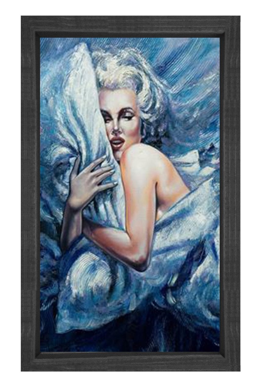Kadın Uyurken Tablosu Siyah Ahşap Çerçeve - 50x90