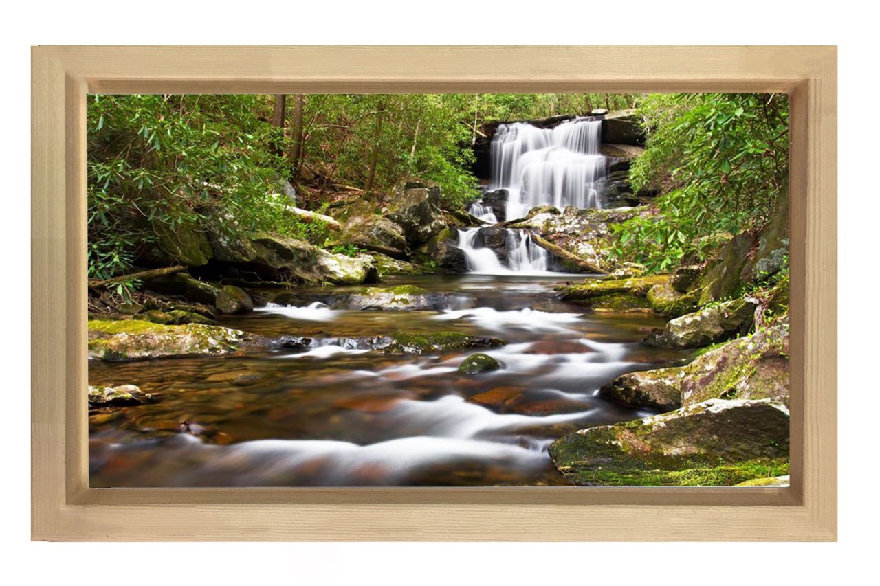 Orman Şelalesi Tablosu Naturel Ahşap Çerçeve - 40x60
