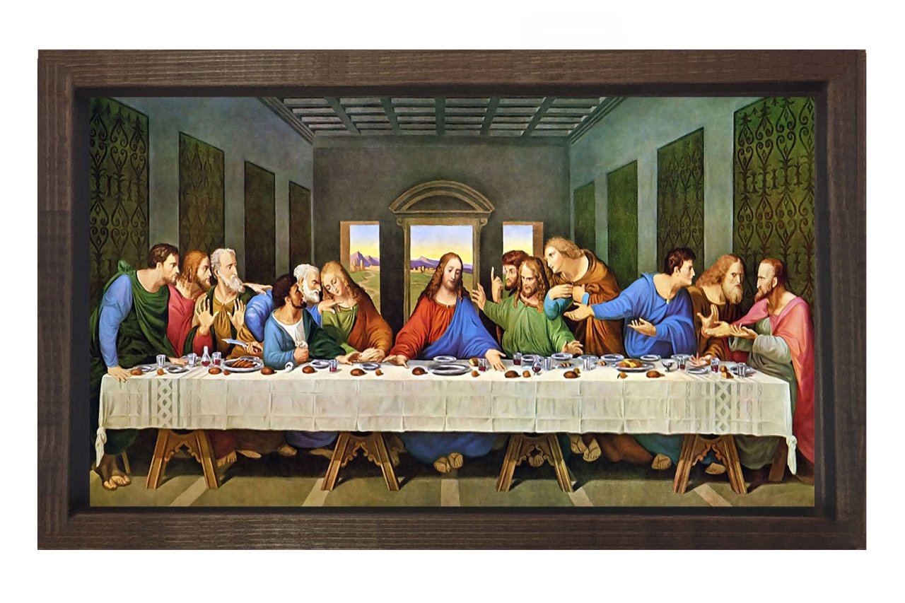Son Aksam Yemeği Tablosu Kahverengi Ahşap Çerçeve - 40x60