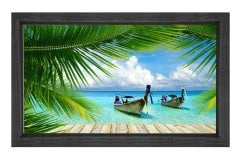 Tropikal Manzara Tablosu Siyah Ahşap Çerçeve - 100x200