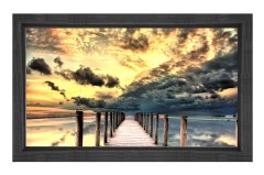 Sarı Gökyüzü Köprü Manzarası Tablosu Siyah Ahşap Çerçeve - 50x70