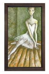 Balerin Tablosu Kahverengi Ahşap Çerçeve - 45x30