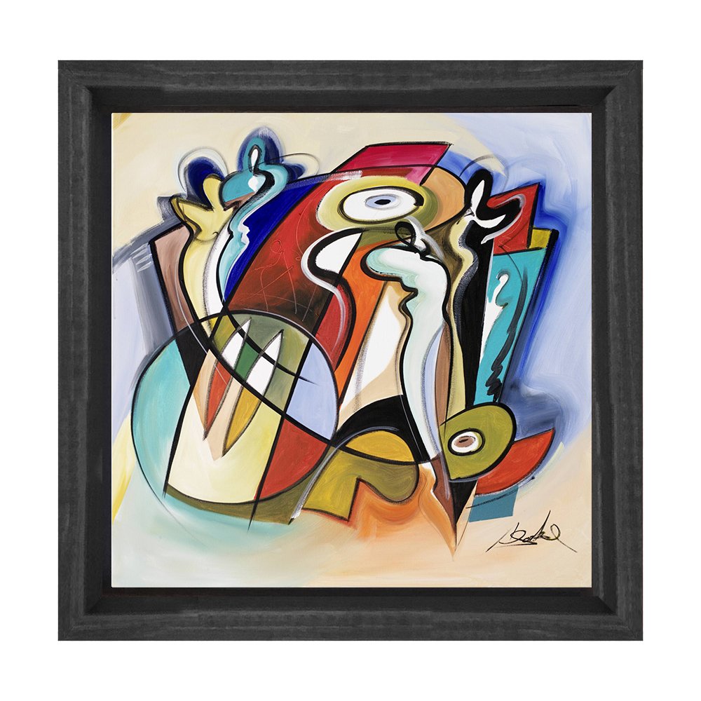 Soyut Tablo Tablosu Siyah Ahşap Çerçeve - 30x30