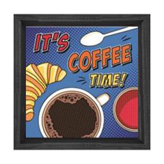 It's Coffee Time Tablosu Siyah Ahşap Çerçeve - 70x70