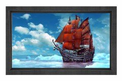 Kırmızı Yelkenli Gemi Tablosu Siyah Ahşap Çerçeve - 100x200