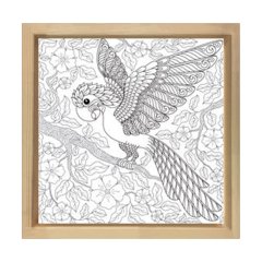 Papağan Boyama tablo Tablosu Naturel Ahşap Çerçeve - 80x80