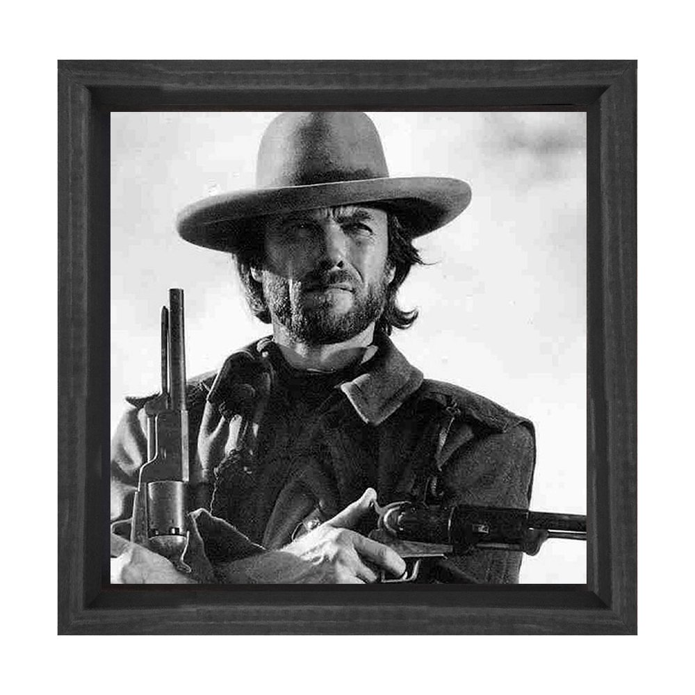 Clint Eastwood  Tablosu Siyah Ahşap Çerçeve - 80x80
