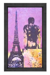 Eiffel Kulesi Vektörel Tablosu Siyah Ahşap Çerçeve - 45x30