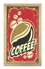 Coffee  Reklam Afiş Tablosu Naturel Ahşap - 45x30