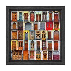Kapılar Tablosu Siyah Ahşap Çerçeve - 60x60