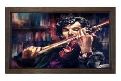 Kemancı Adam Tablosu Kahverengi Ahşap Çerçeve - 100x200