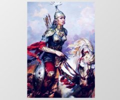 İlk Türk Kadın Savaşçı Tomris Hatun Çerçevesiz - 40x60