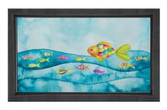 Renkli Balıklar Tablosu Siyah Ahşap Çerçeve - 50x70
