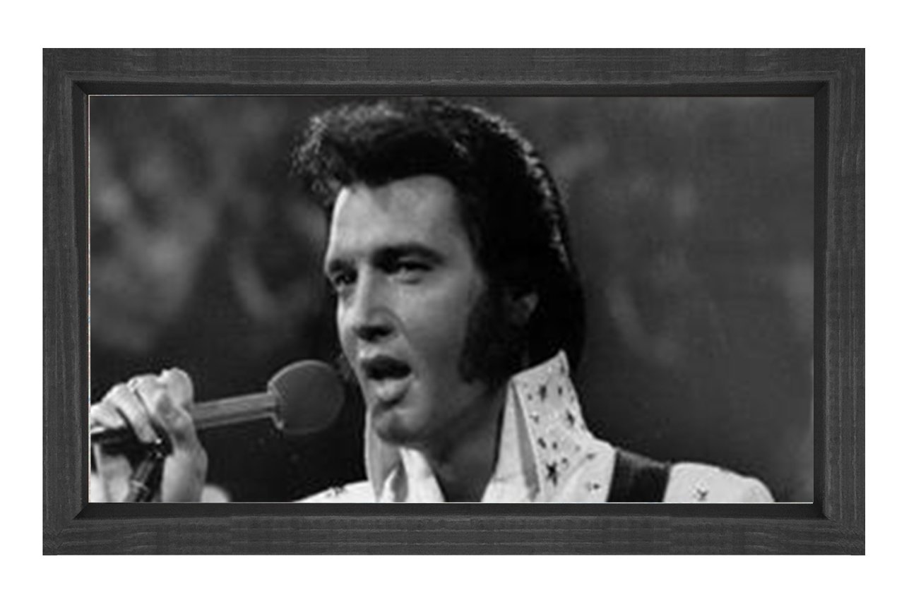 Elvis Presley Siyah Beyaz Tablosu Siyah Ahşap Çerçeve - 40x60