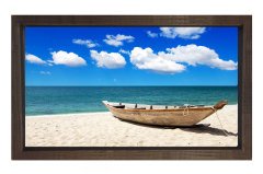 Kayık ve Kumsal Tablosu Kahverengi Ahşap Çerçeve - 40x60
