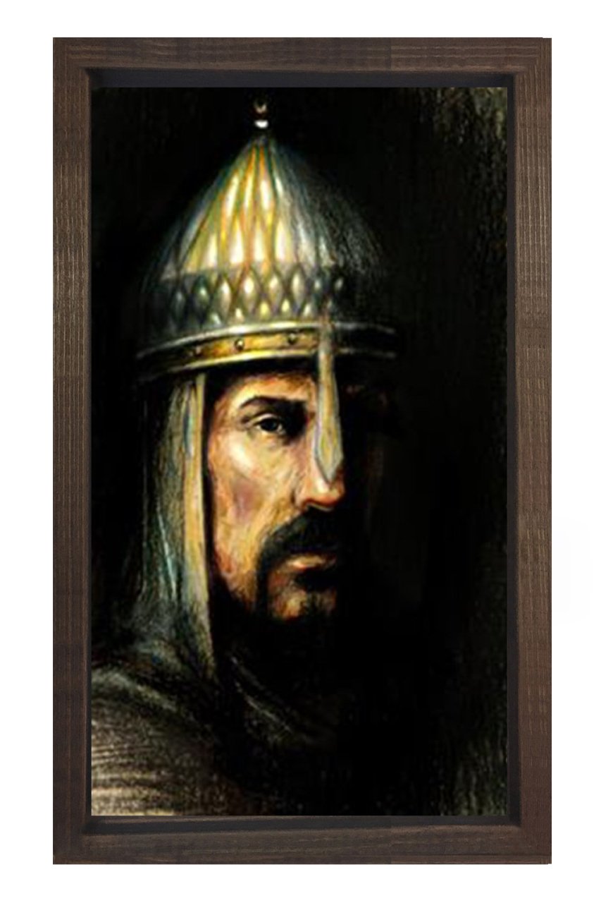 Sultan Alpaslan Tablosu Kahverengi Ahşap Çerçeve - 100x200