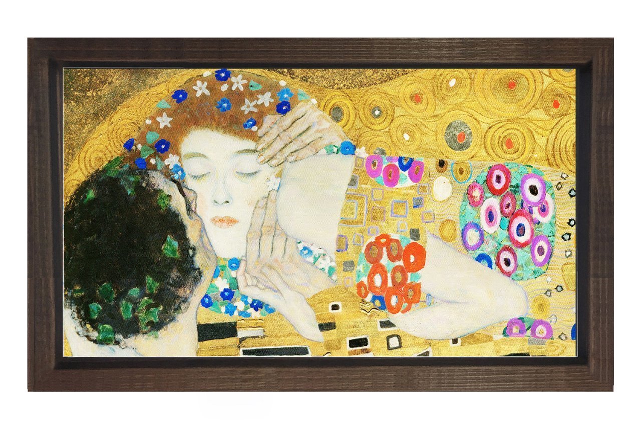 Öpücük Tablosu Kahverengi Ahşap Çerçeve - 100x200