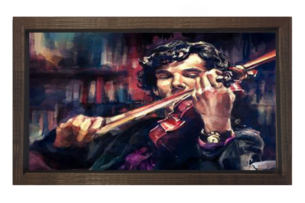 Kemancı Adam Tablosu Kahverengi Ahşap Çerçeve - 50x70