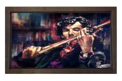 Kemancı Adam Tablosu Kahverengi Ahşap Çerçeve - 50x70