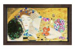 Öpücük Tablosu Kahverengi Ahşap Çerçeve - 45x30