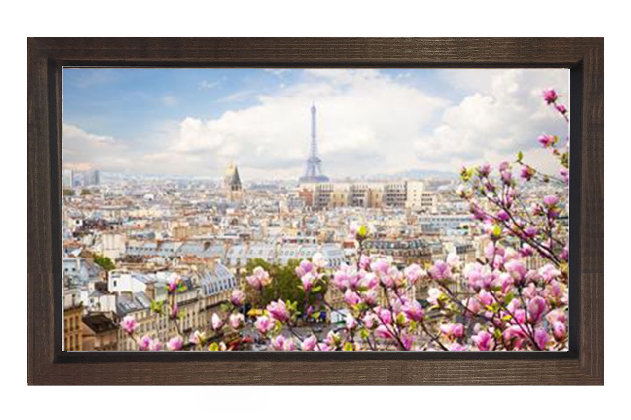Eiffel  Kulesi Paris Tablosu Kahverengi Ahşap Çerçeve - 50x70