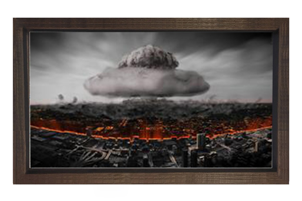 Nükleer Felaket Tablosu Kahverengi Ahşap Çerçeve - 40x60