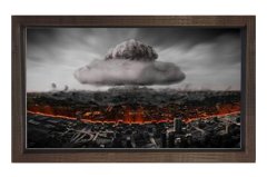Nükleer Felaket Tablosu Kahverengi Ahşap Çerçeve - 40x60